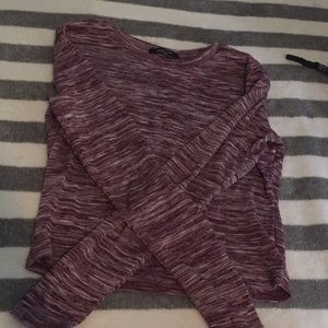 Maroon long sleeve crop top